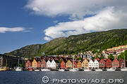Vue sur les maisons colorées de Bryggen, le plus ancien quartier de la ville de Bergen.