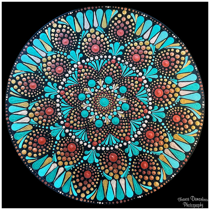 DOT MANDALA 14 - bois 30cm diam