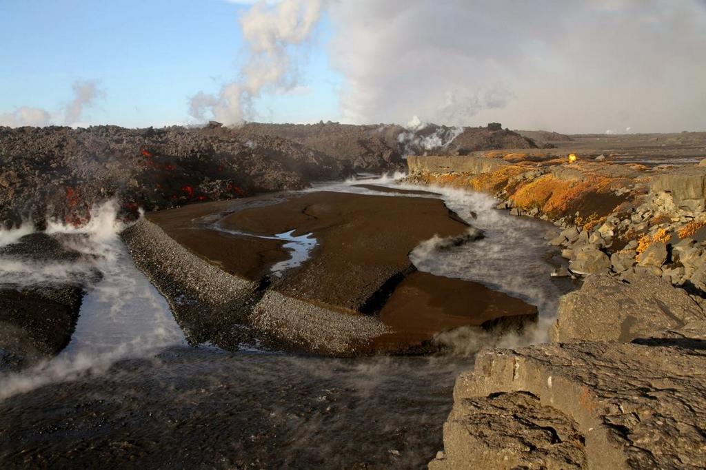 interaction de la lave avec la rivière Jokulsa