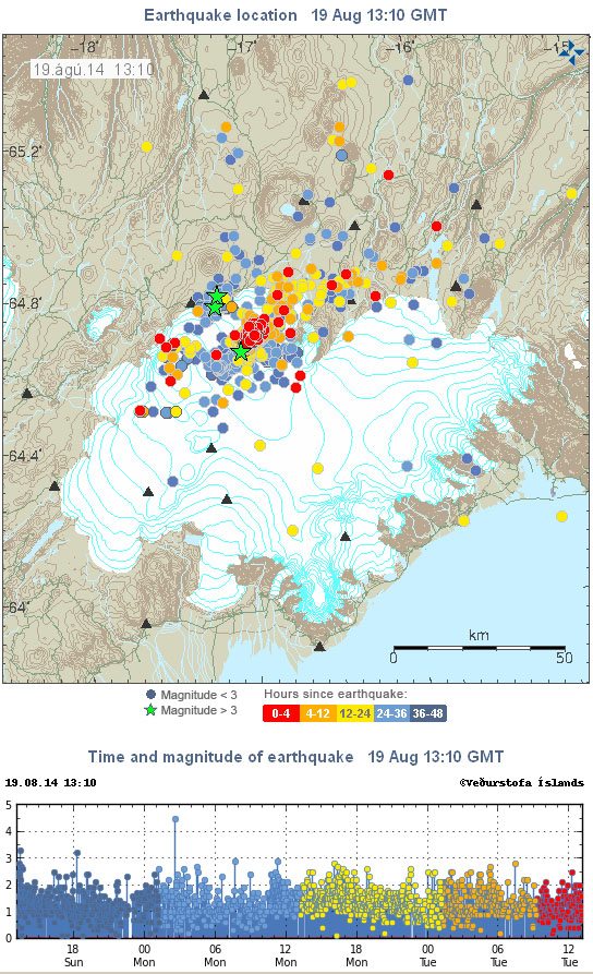 localisation des séismes depuis 48 heures