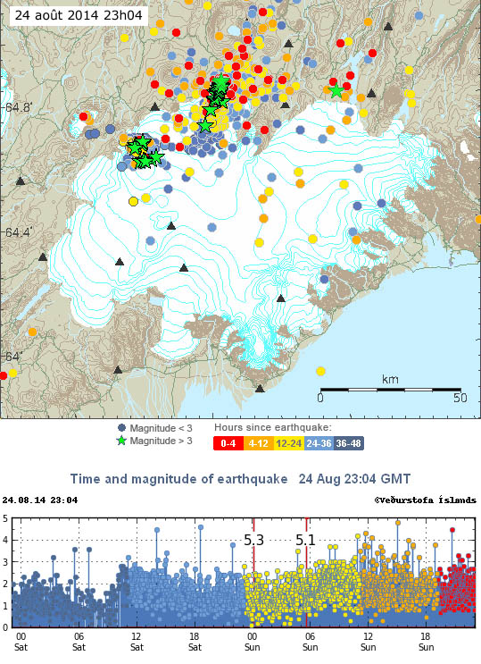 activité sismique du Barbarbunga le 24 août